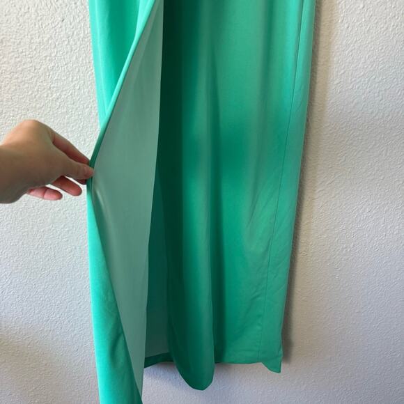 AQ/AQ Sienna Mint Green Halter Neck Sleeveless Open Back Slit Maxi Dress Size 4 - Picture 9 of 9